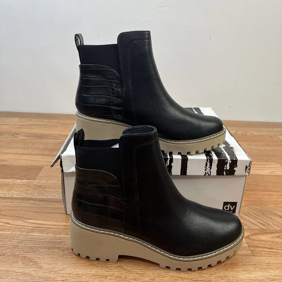 DV Dolce Vita Rielle Boots Booties Black Croco Slip on Women's Size 8 NEW - Picture 2 of 15